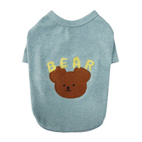 HKM-1534141 Blue Cartoon Bichon Schnauzer Pet T-Shirt Vest for Small Dogs in Cotton