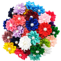 HKM-1534397 Flower Bow Rubber Bands for Pets - Japanese and Korean Style, 50pcs, Decorative Cloth Pet Accessories