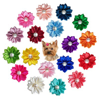 HKM-1534397 Flower Bow Rubber Bands for Pets - Japanese and Korean Style, 50pcs, Decorative Cloth Pet Accessories