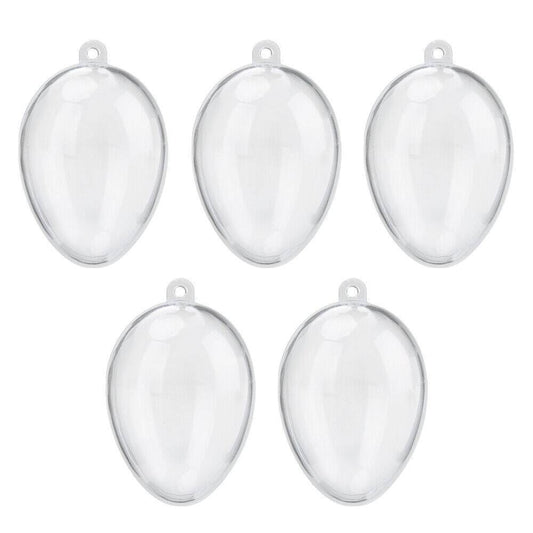 HKM-153555 5-Piece Clear Plastic Fillable Christmas Ornaments for DIY Holiday Decorations