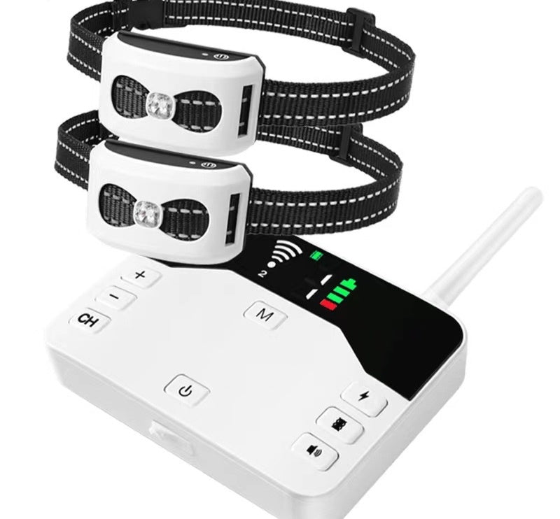 HKM-1536189 Wireless Outdoor Dog Collar with Electronic Pet Fence & Bark Stopper - Adjustable Plastic Design