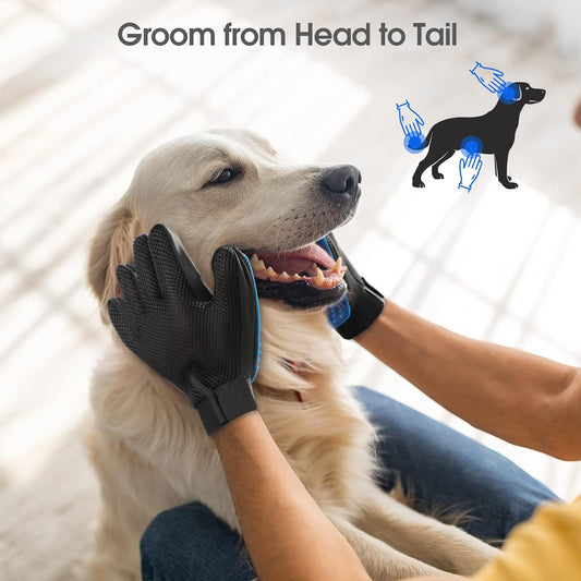 HKM-1536829 Pet Grooming Gloves with Soft Silicone Tips for Gentle Shedding and Bathing – Suitable for Dogs, Cats, and Horses