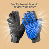 HKM-1536829 Pet Grooming Gloves with Soft Silicone Tips for Gentle Shedding and Bathing – Suitable for Dogs, Cats, and Horses