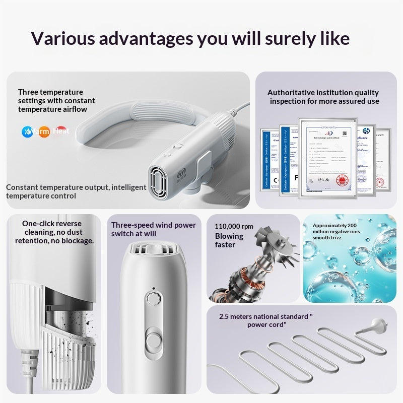 HKM-1537213 High-Speed Portable Pet Hair Dryer for Dogs - Mini and Quiet Design for Easy Bathing and Drying