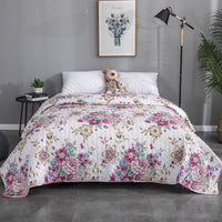 HKM-153747 Cooling Summer Quilt - Plush Polyester Cotton Bed Cover with Floral Pattern, 220x240CM