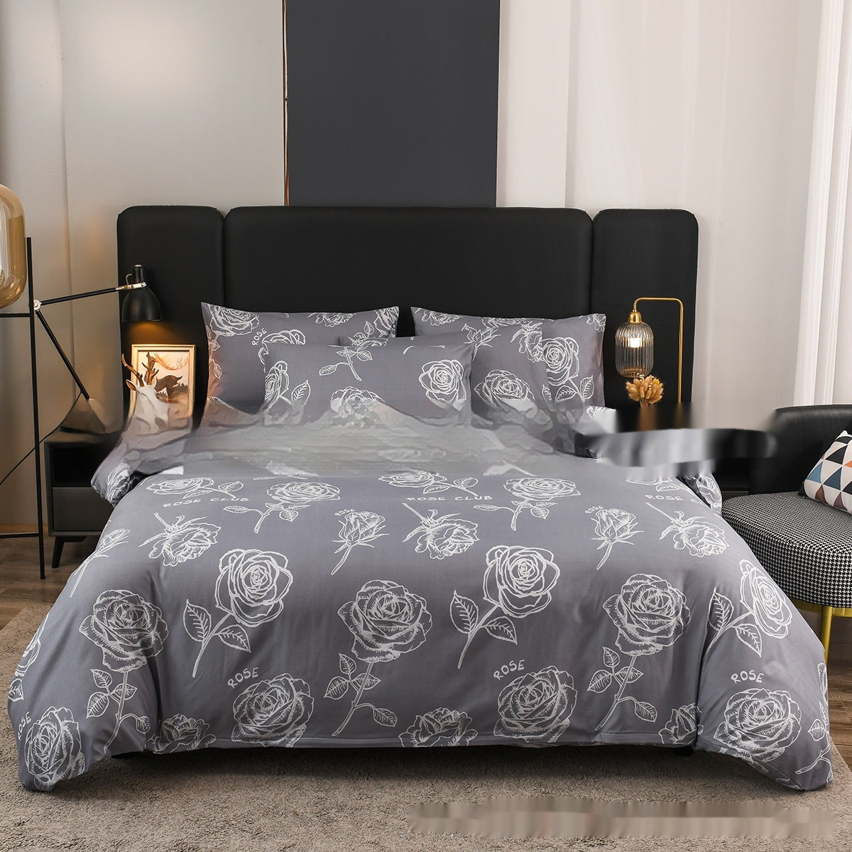 HKM-153747 Elegant Modern Three-Piece or Four-Piece Bedding Set with Down Quilt Cover, Multiple Sizes Available