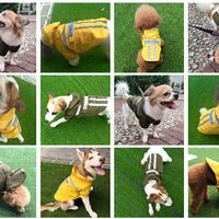 HKM-1537725 Reflective Pet Raincoat in Dark Green and Fluorescent Yellow - Casual Polyester Design