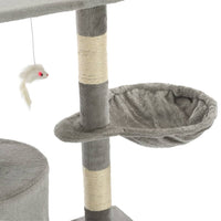 HKM-1538621 Cat Scratching Post with Sisal Rope and Plush Hideaways - 138 cm, Available in Beige, Dark Blue, Gray, and Paw Print Design
