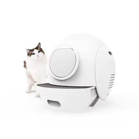 HKM-153875 Large Capacity 65L Semi-Enclosed Cat Litter Box with Easy Clean Stainless Steel and Plastic Design