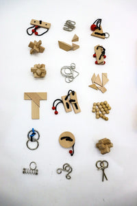 HKM-153875 Mini Wooden and Metal Brain Teaser Puzzle - 3D Educational Toy for Skill Development