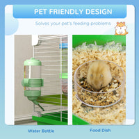 HKM-1539005 5-Tier Hamster Cage with Exercise Wheel and Water Bottle in Green and White