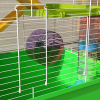 HKM-1539005 5-Tier Hamster Cage with Exercise Wheel and Water Bottle in Green and White