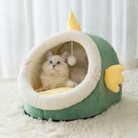 HKM-1539389 Cozy Animal-Shaped Semi-Enclosed Cat Bed for Autumn and Winter