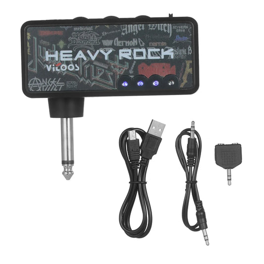 HKM-153939 Portable Mini Earphone Amplifier for Electric Guitar with Distortion Effect - Rechargeable Battery, USB Cable Included