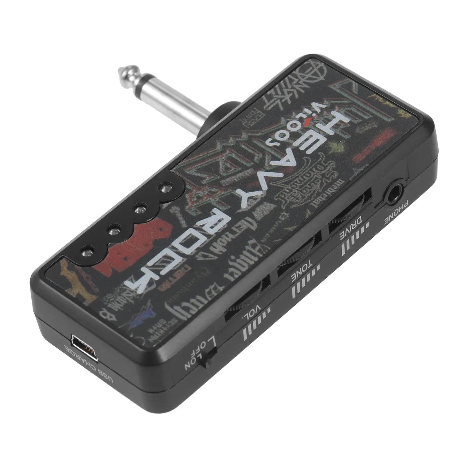 HKM-153939 Portable Mini Earphone Amplifier for Electric Guitar with Distortion Effect - Rechargeable Battery, USB Cable Included