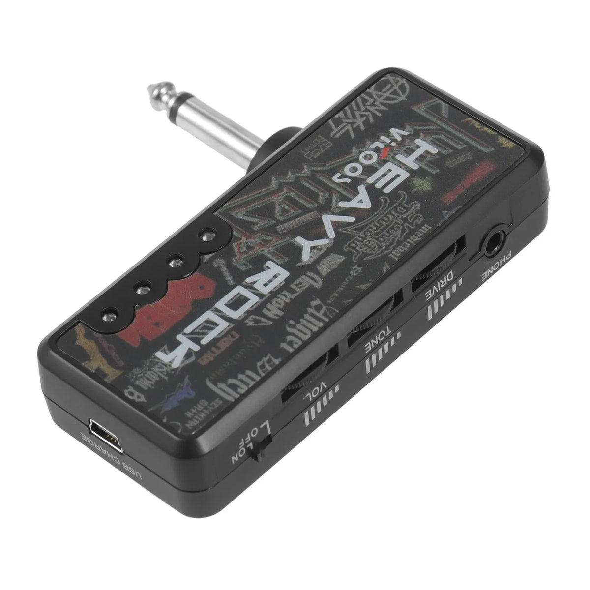 HKM-153939 Portable Mini Earphone Amplifier for Electric Guitar with Distortion Effect - Rechargeable Battery, USB Cable Included