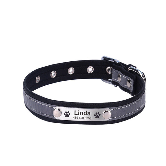 HKM-153939 Reflective Microfiber Collar for Small and Medium Dogs and Cats - Multiple Colors Available