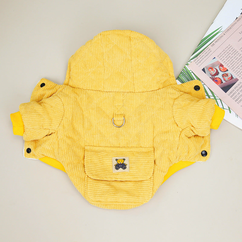 HKM-1539773 Cotton-Padded Winter Jacket with Teddy Bear Design and Pull Ring for Women