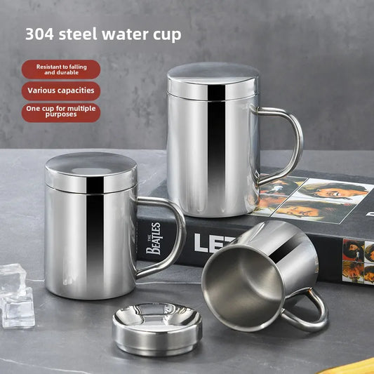 HKM-154003 Classic Double-Layer Insulated 304 Stainless Steel Travel Mug with Engraved Design