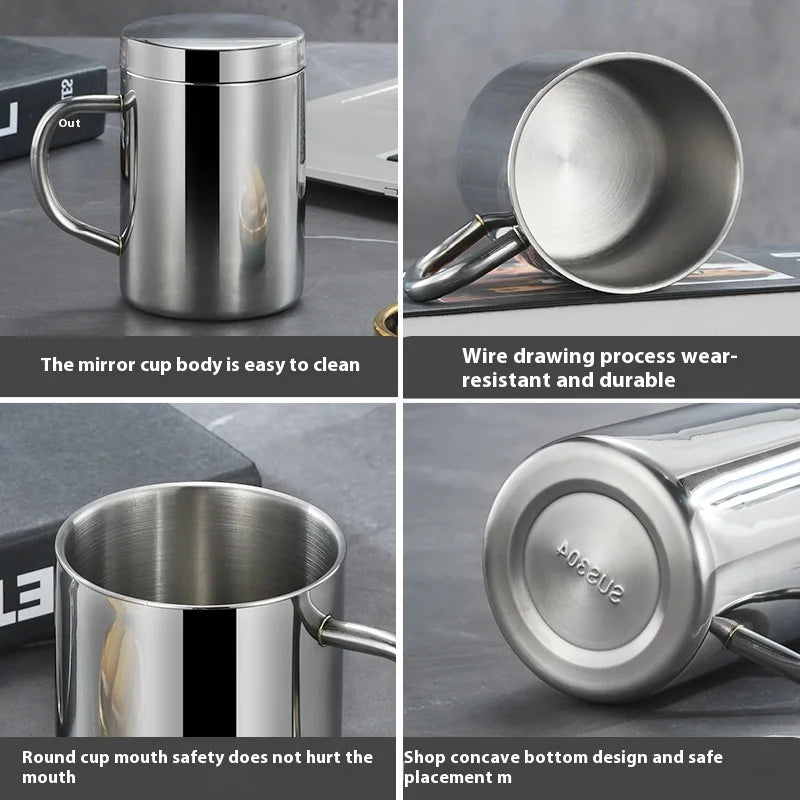HKM-154003 Classic Double-Layer Insulated 304 Stainless Steel Travel Mug with Engraved Design