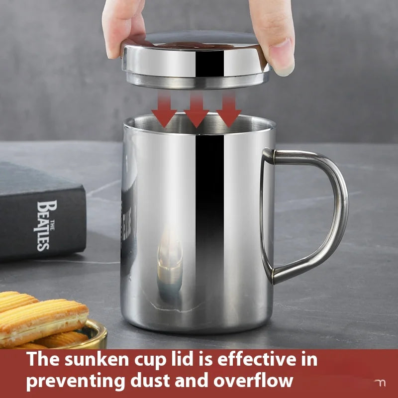 HKM-154003 Classic Double-Layer Insulated 304 Stainless Steel Travel Mug with Engraved Design