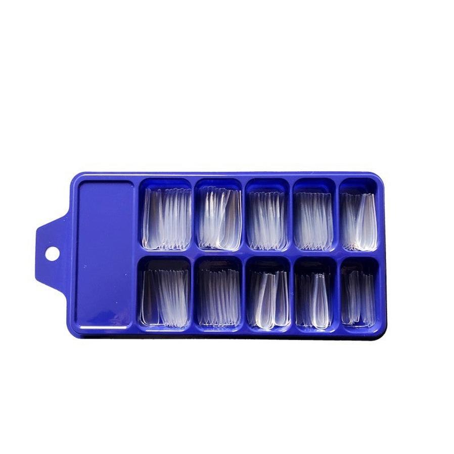 HKM-154067 Nail Patches Assortment in Transparent and Natural Art Nail Boxes - Ten Sizes Available