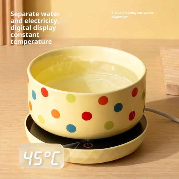HKM-1541181 Ceramic Heated Cat Water Bowl - Constant Temperature with Multiple Capacity Options