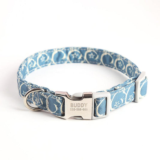 HKM-154131 Floral Cotton Dog Collar in Multiple Colors and Sizes