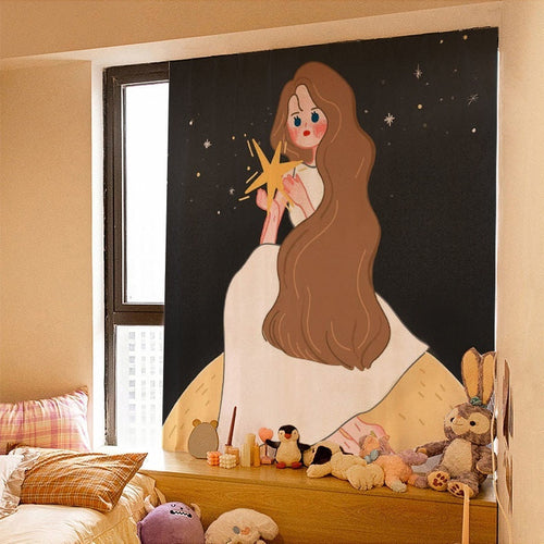 HKM-154131 Korean Style Velcro Curtain - Modern Simple Design with Various Patterns and Colors in Polyester