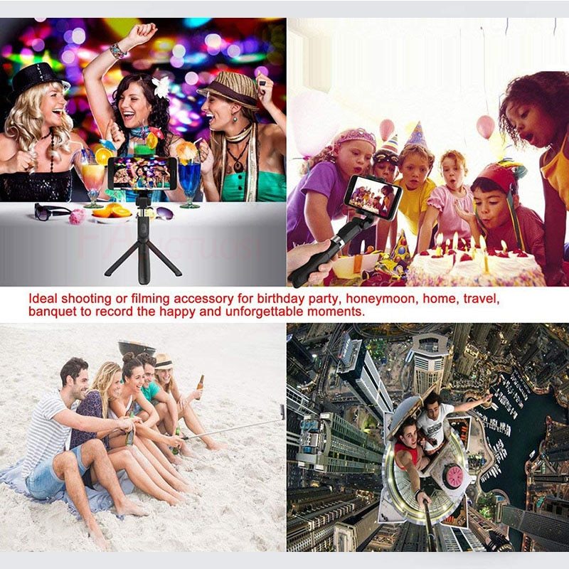 HKM-154131 Universal Tripod Selfie Stick with Bluetooth Remote for Mobile Phones (3.5-6.2 inches) - Adjustable Height (186-700 mm)