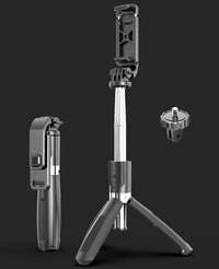 HKM-154131 Universal Tripod Selfie Stick with Bluetooth Remote for Mobile Phones (3.5-6.2 inches) - Adjustable Height (186-700 mm)