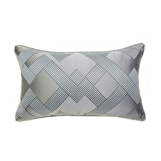 HKM-154259 Dark Gray Geometric Jacquard Cushion, Modern Design 30x50CM, Soft PP Cotton Filling