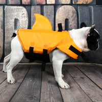 HKM-1542717 Shark Fin Life Jacket for Pets – Durable Cloth Swimsuit in Blue, Orange, Green, Multiple Sizes Available