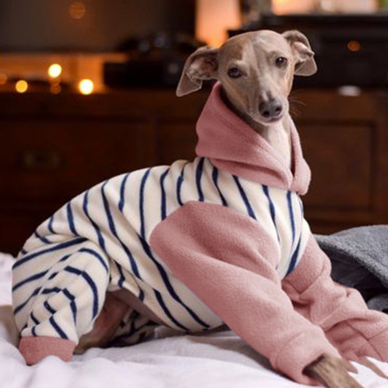 HKM-1543485 Fleece Stripe Winter Coat for Dogs - Multiple Sizes Available