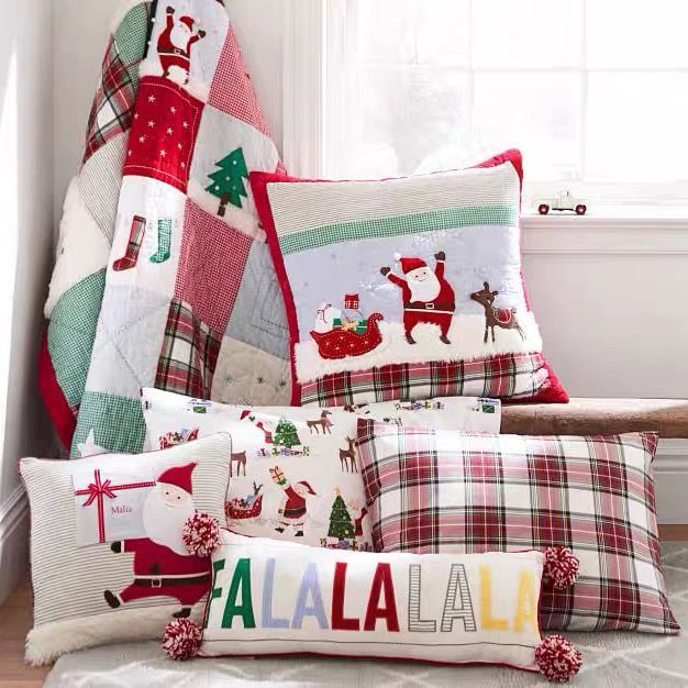 HKM-154387 Christmas Decorative Embroidered Pillows Collection – FALALA, HOHOHO, Snowman, Santa & More