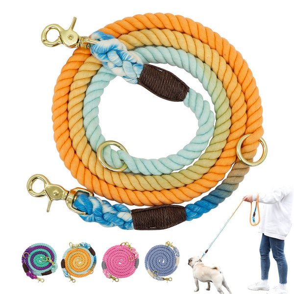 HKM-1544893 Gradient Color Nylon Dog Collar with 6ft Long Leash for Outdoor Walking and Training