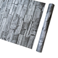 HKM-154515 Self-Adhesive 3D Gray Brick PVC Wallpaper for Home Decoration - 45cm x 10m