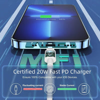 HKM-154643 20W USB-C Fast Charging Charger and Cable for iPhone, iPad, Samsung, and Google Pixel