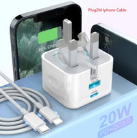HKM-154643 20W USB-C Fast Charging Charger and Cable for iPhone, iPad, Samsung, and Google Pixel