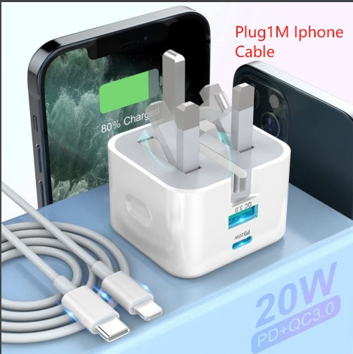 HKM-154643 20W USB-C Fast Charging Charger and Cable for iPhone, iPad, Samsung, and Google Pixel