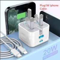 HKM-154643 20W USB-C Fast Charging Charger and Cable for iPhone, iPad, Samsung, and Google Pixel