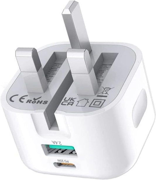 HKM-154643 20W USB-C Fast Charging Charger and Cable for iPhone, iPad, Samsung, and Google Pixel
