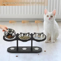 HKM-1546941 Adjustable Vertical Wooden Pet Feeder with Double Bowls - Black Dining Table