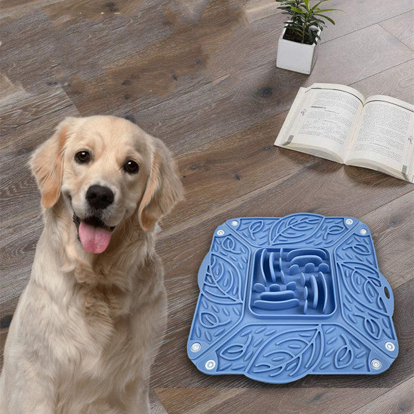 HKM-1547069 Silicone Foldable Slow Feed Mat for Pets - Multi-functional Feeding Bowl in Blue, Yellow, Green, Pink