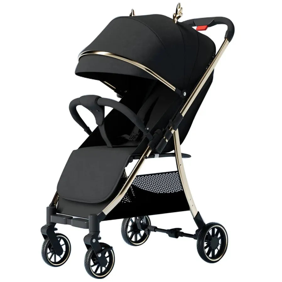HKM-154771 Lightweight Foldable Baby Stroller with Iron Frame and Adjustable Canopy