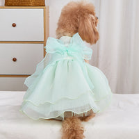 HKM-1549245 Elegant Wedding Dress Pet Gown for Parties - Available in White, Pink, and Green