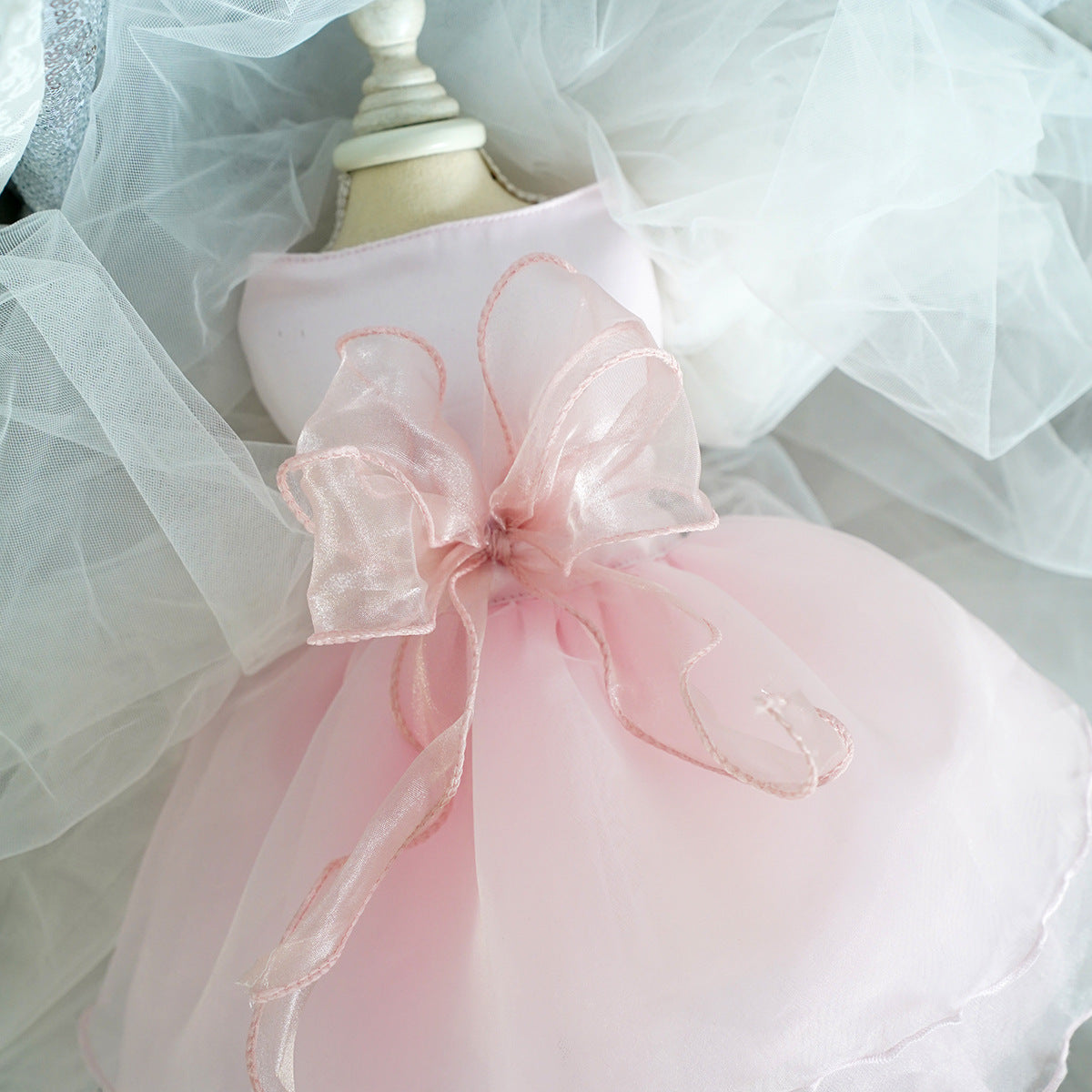 HKM-1549245 Elegant Wedding Dress Pet Gown for Parties - Available in White, Pink, and Green
