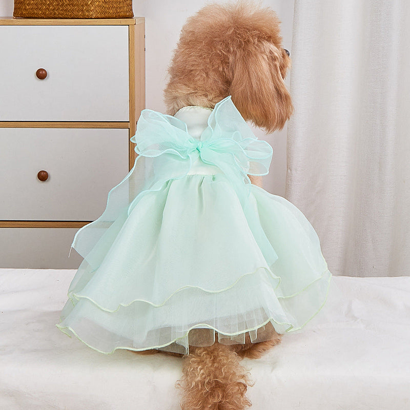 HKM-1549245 Elegant Wedding Dress Pet Gown for Parties - Available in White, Pink, and Green
