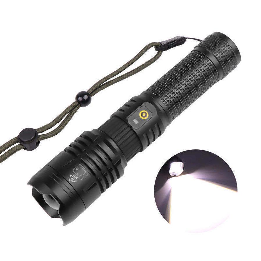 HKM-155091 Zoomable USB Rechargeable Super Bright Waterproof Flashlight with 5 Modes for Outdoor Use