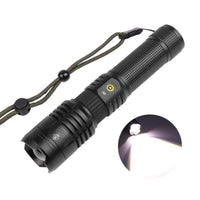 HKM-155091 Zoomable USB Rechargeable Super Bright Waterproof Flashlight with 5 Modes for Outdoor Use